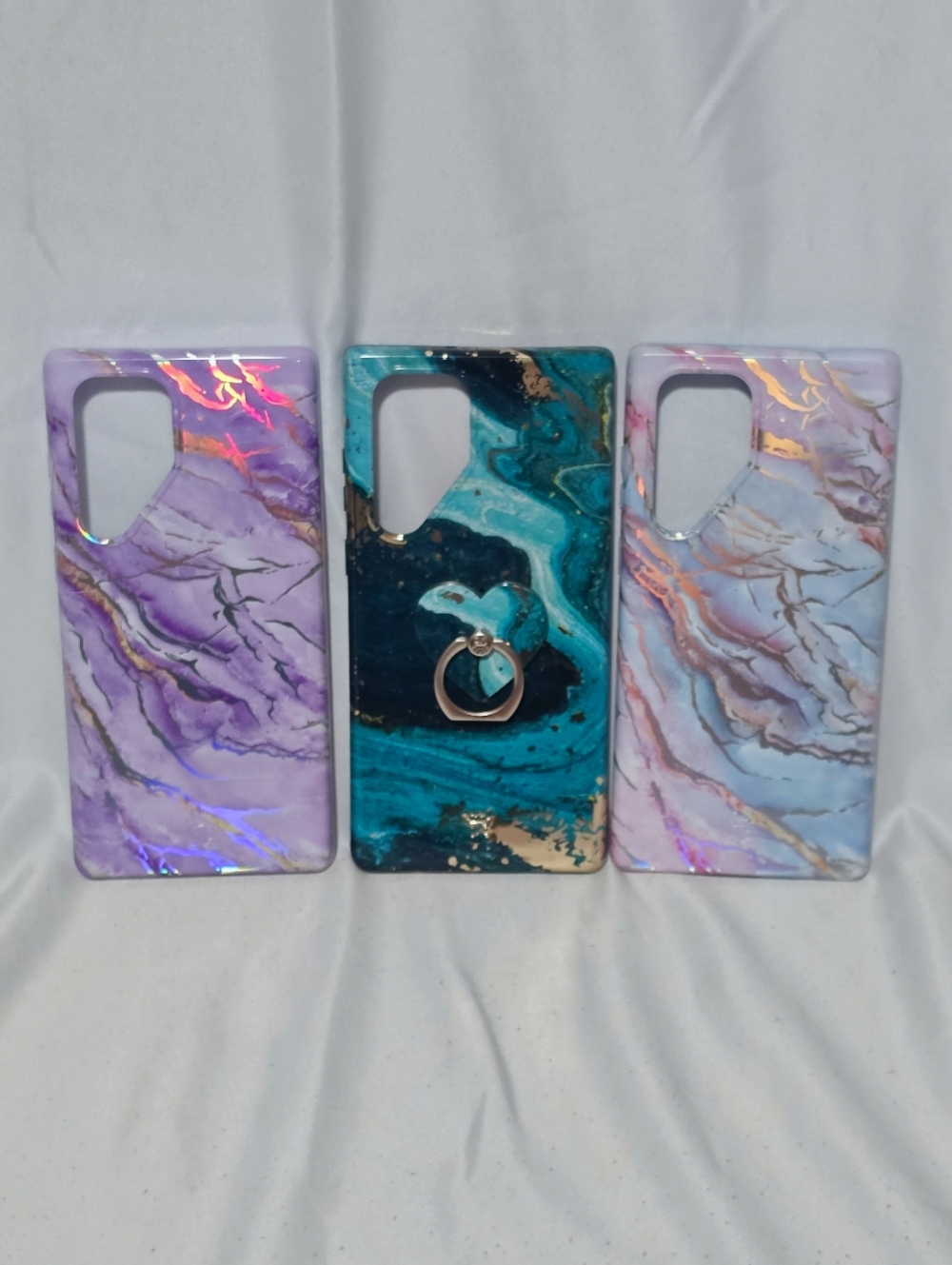 3 Samsung Galaxy S22 Ultra Phone Cases in Purple, Green, & Light Blue Bundle